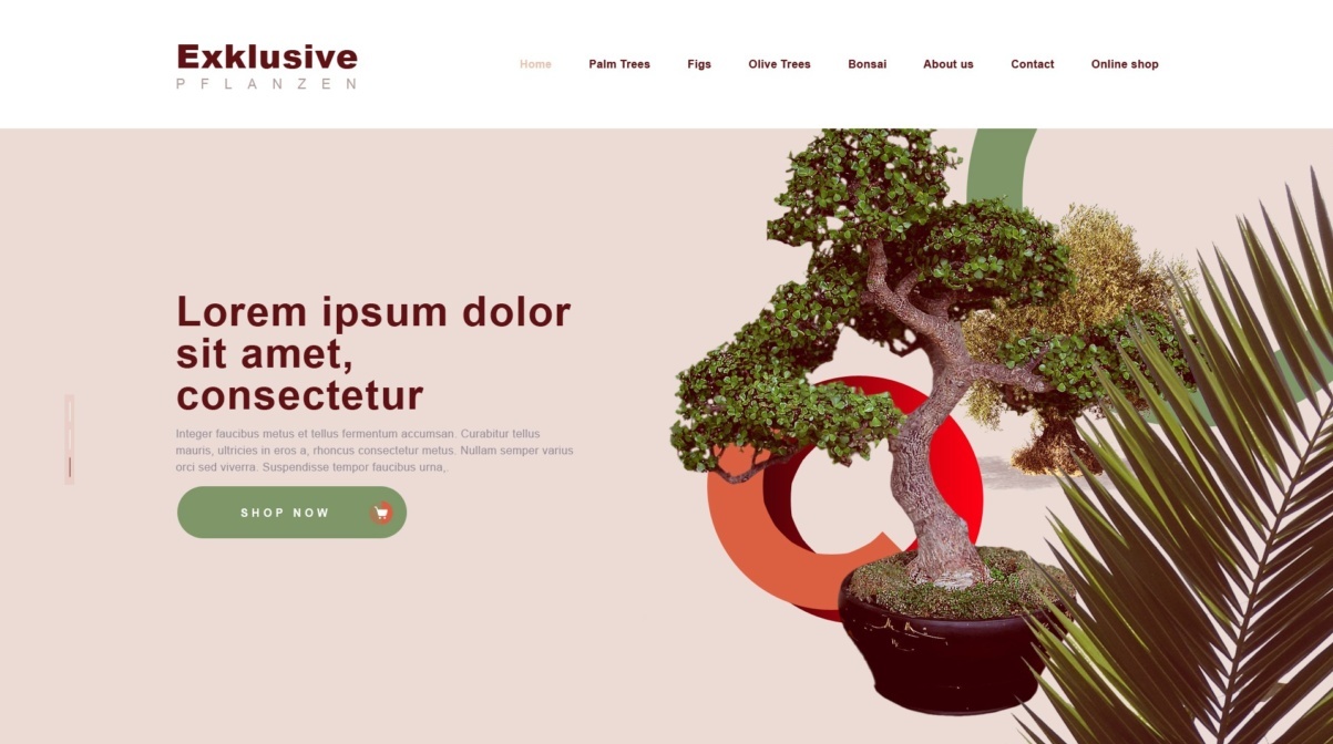 Plant web page design with abstract art elements