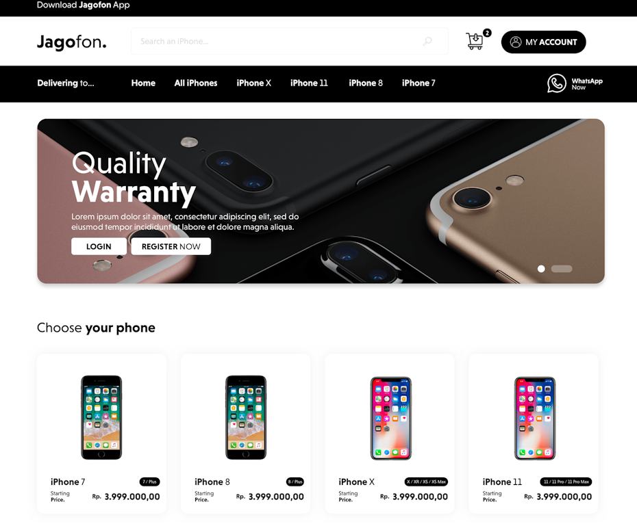 iPhone seller web page design