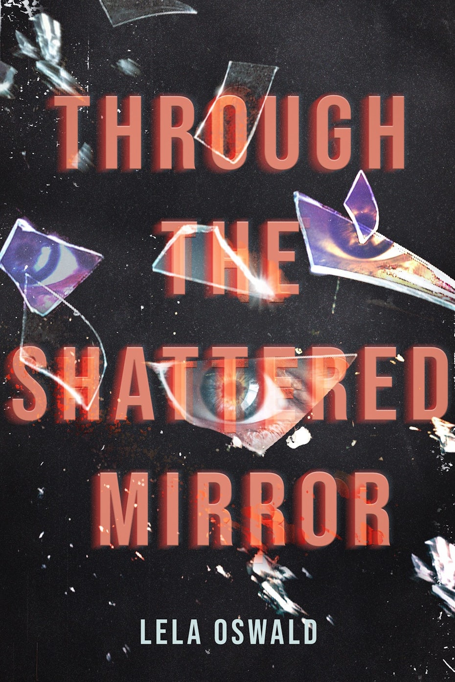 gray book cover with red text and images of eyes and shattered glass