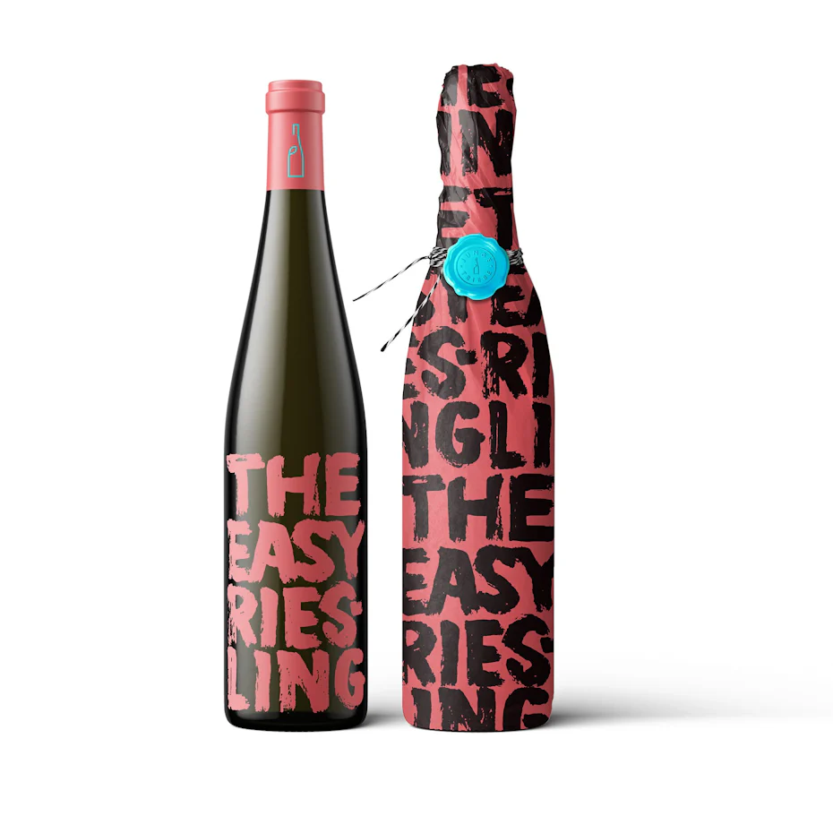 Label design with hand-lettered rounded block font