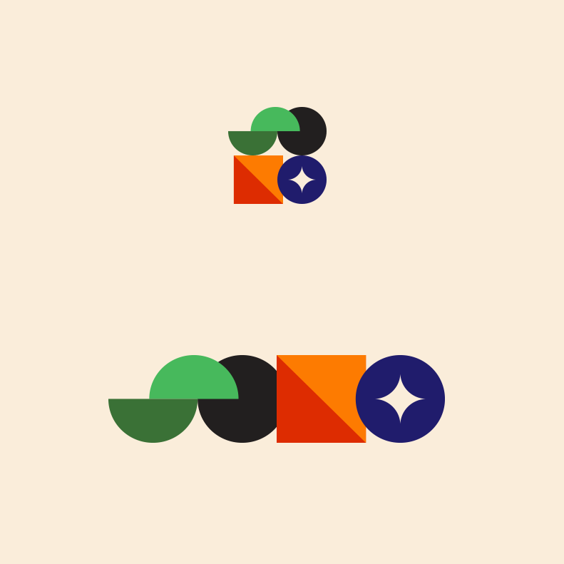Colorful abstract simple shapes typography logo design