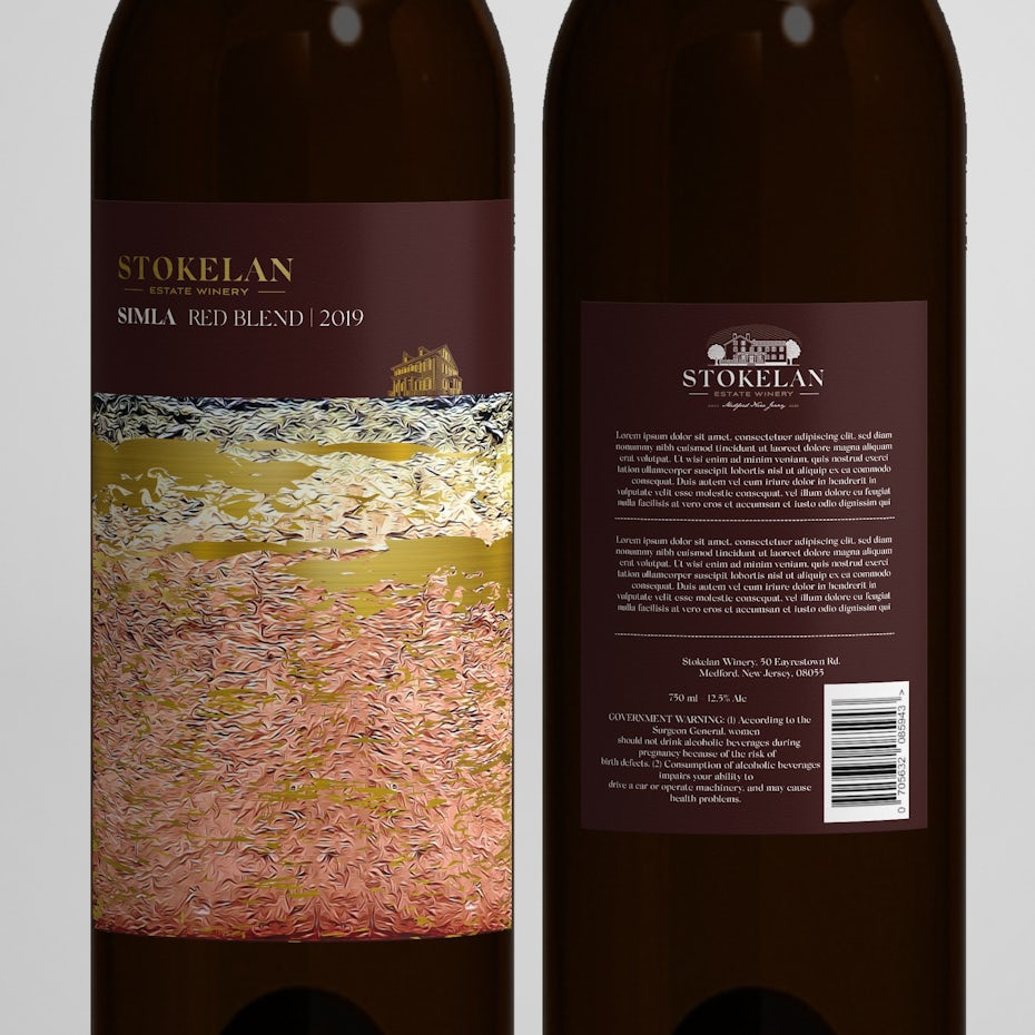 Realistic painting style wine label
