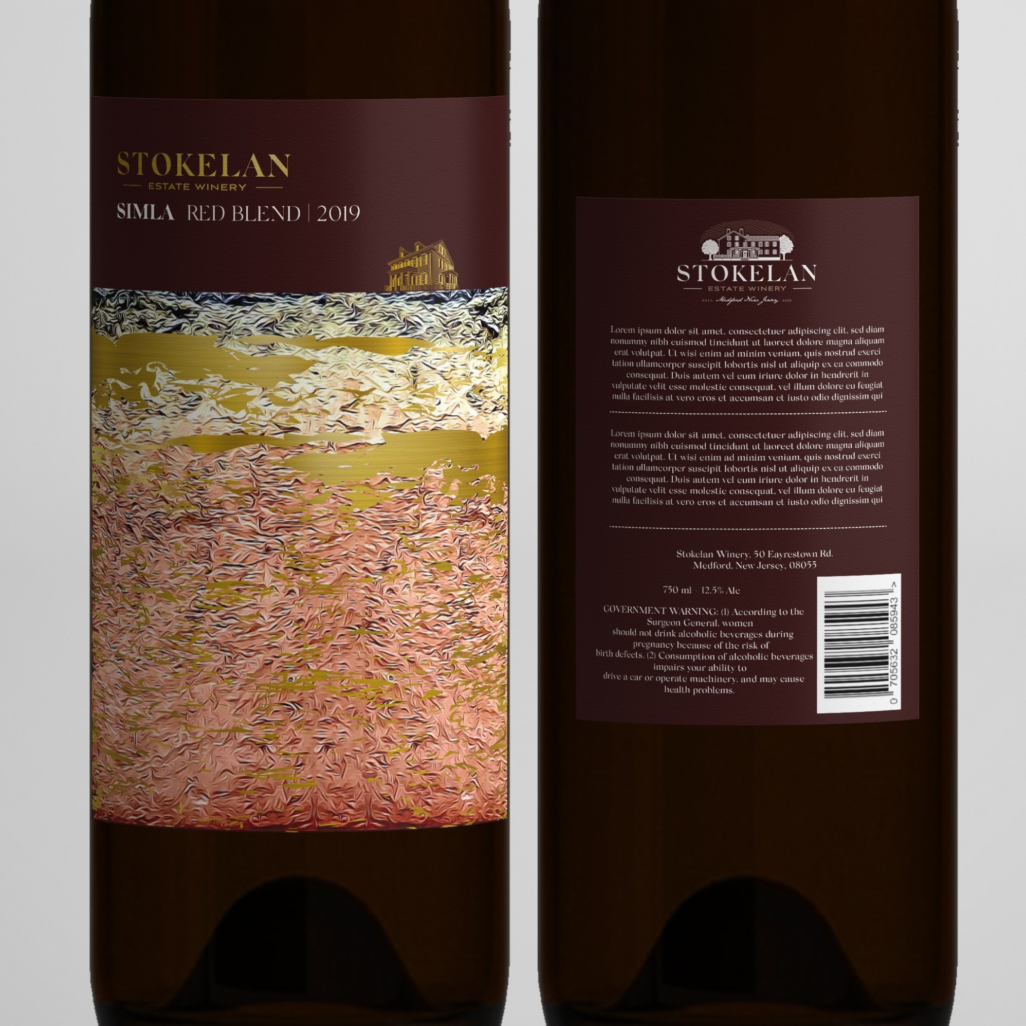 Realistic Painting Style Wine Label