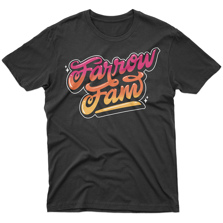 70s multicolored hand-lettered t-shirt design