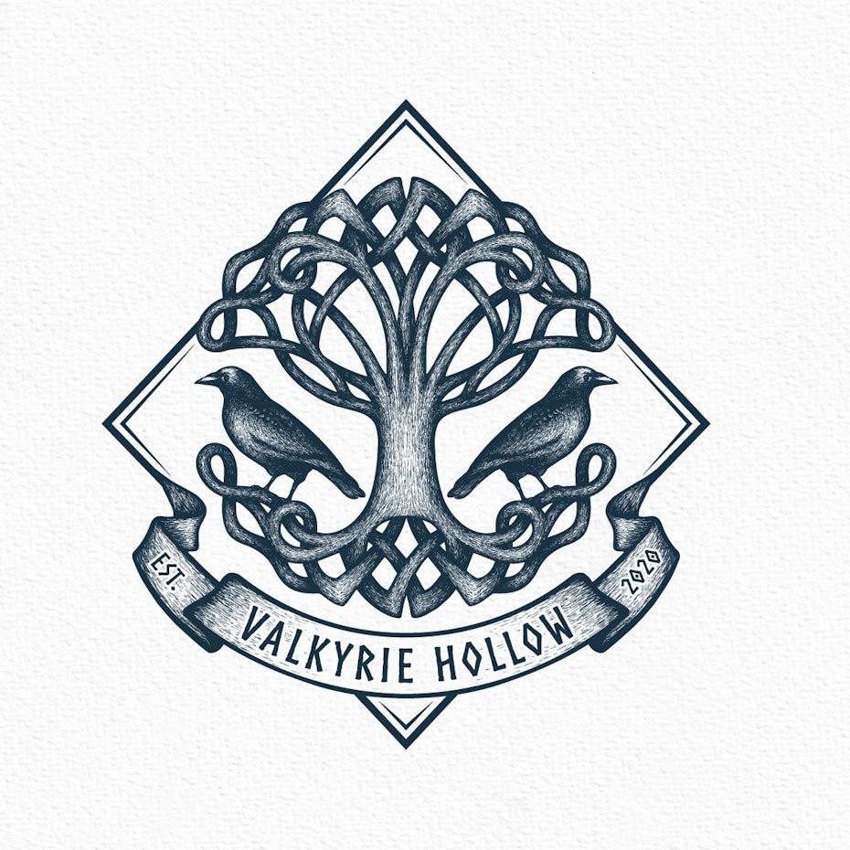 Celtic tree of life logo design illustration