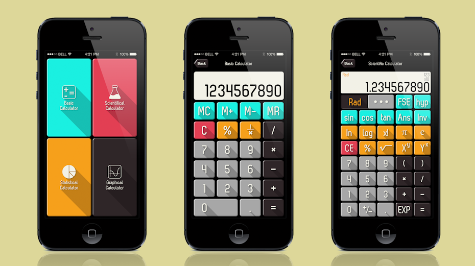 analogue app design trend example: retro calculator app design