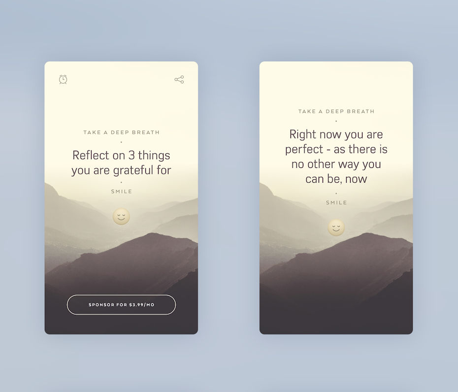 app design trend example of gentle visuals