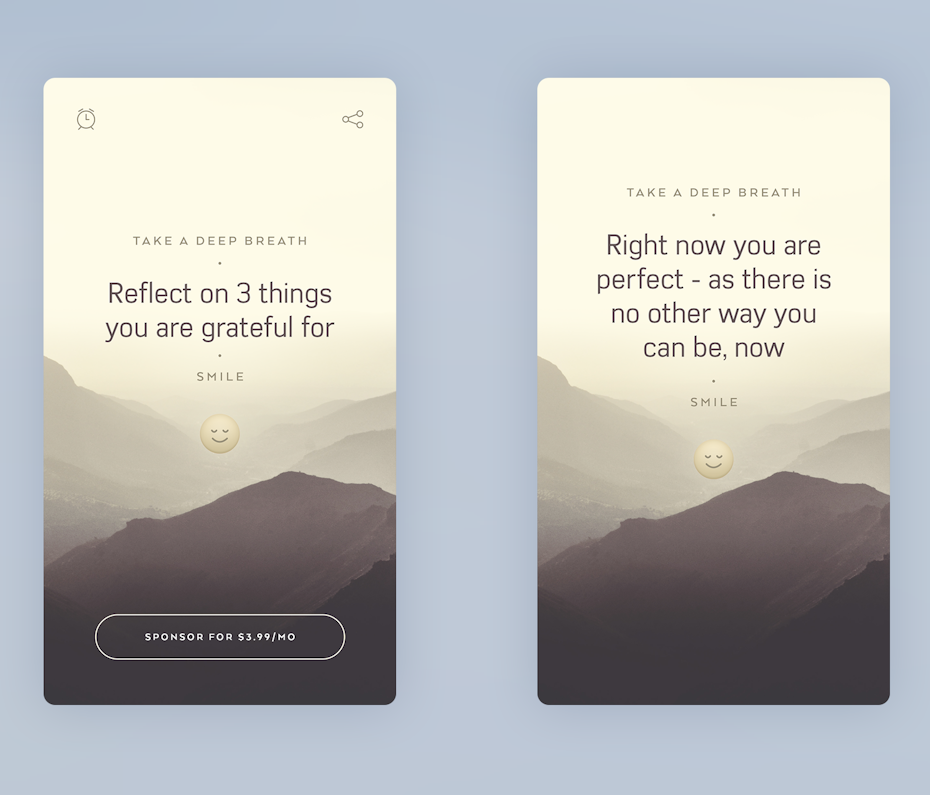 app design trend example of gentle visuals