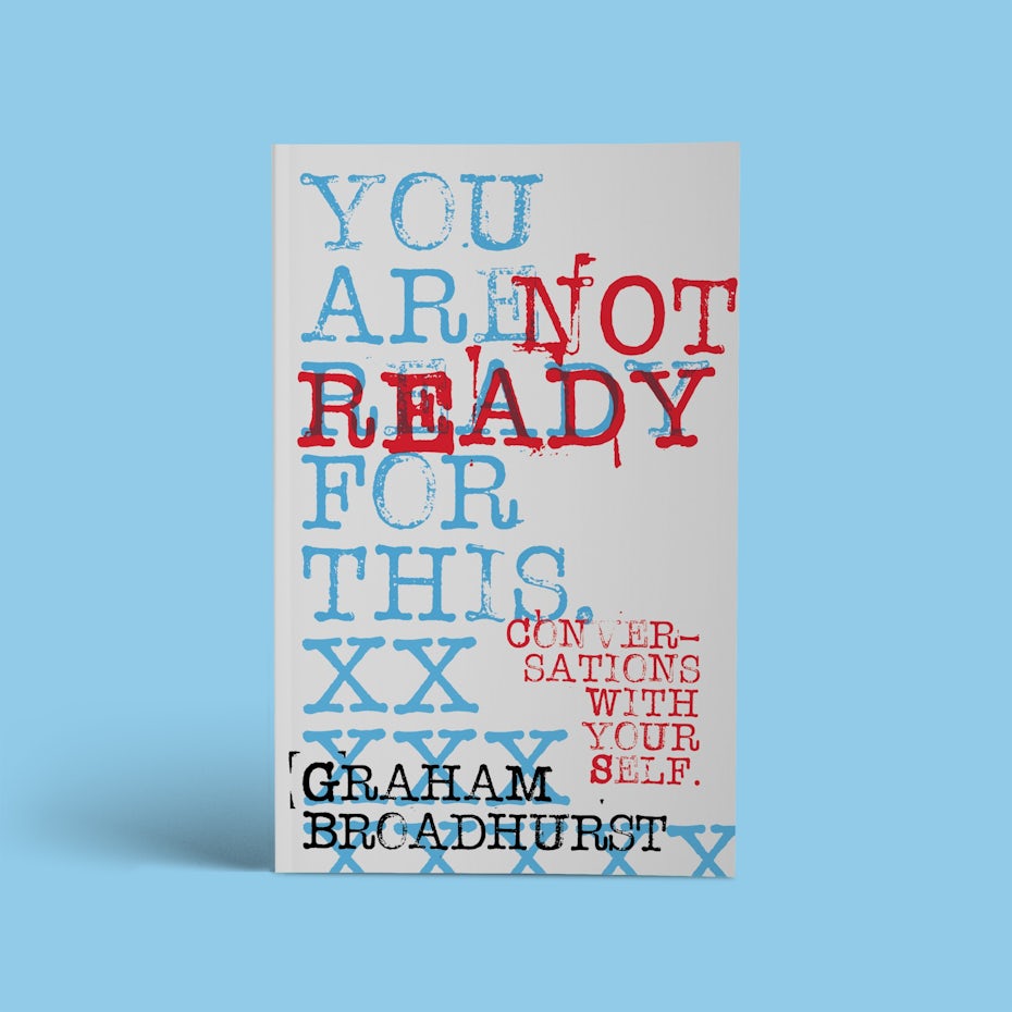 Book cover design with messy, colorful typewriter font