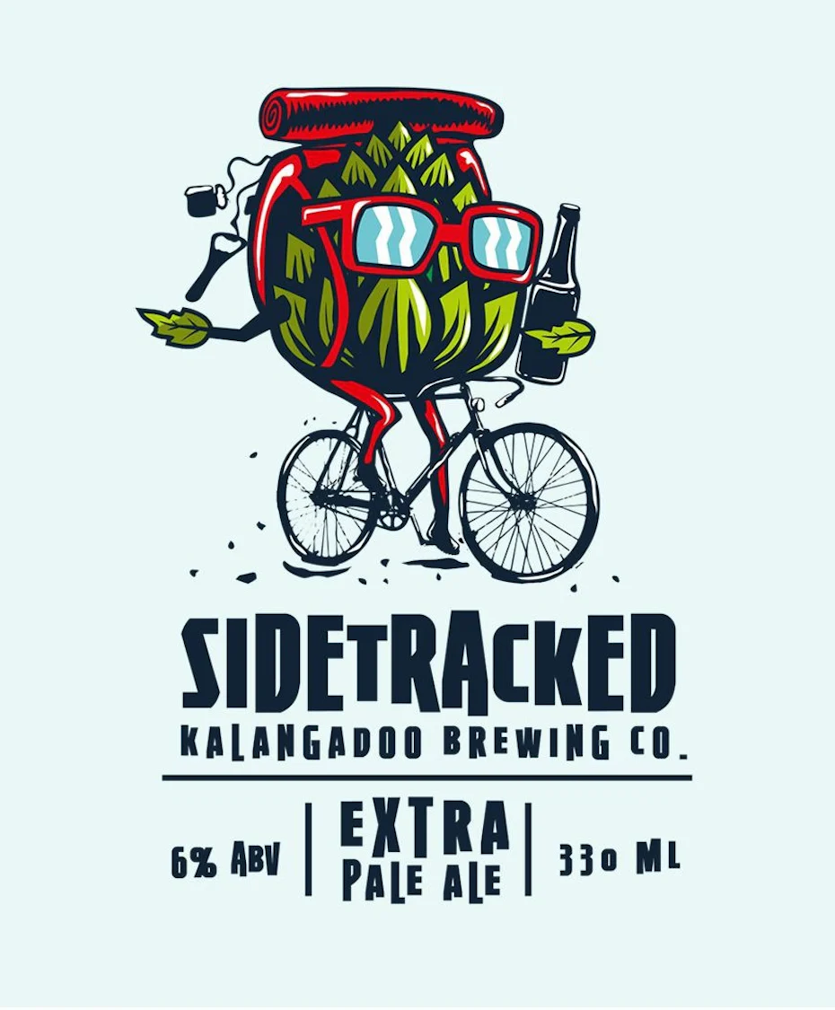 Hand-lettered beer label design with uneven typography