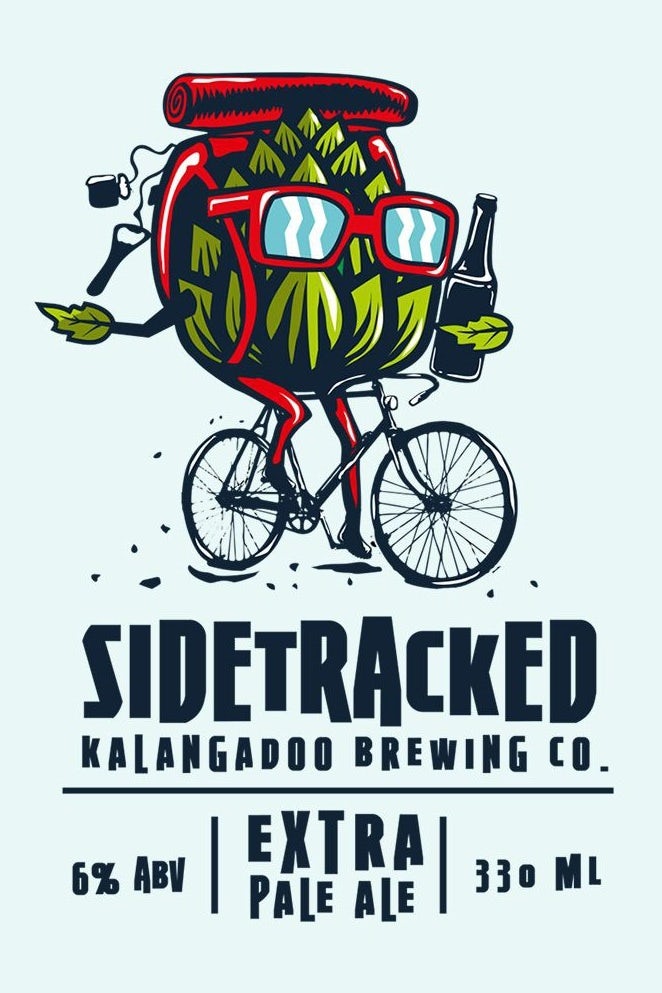 Hand-lettered beer label design with uneven typography
