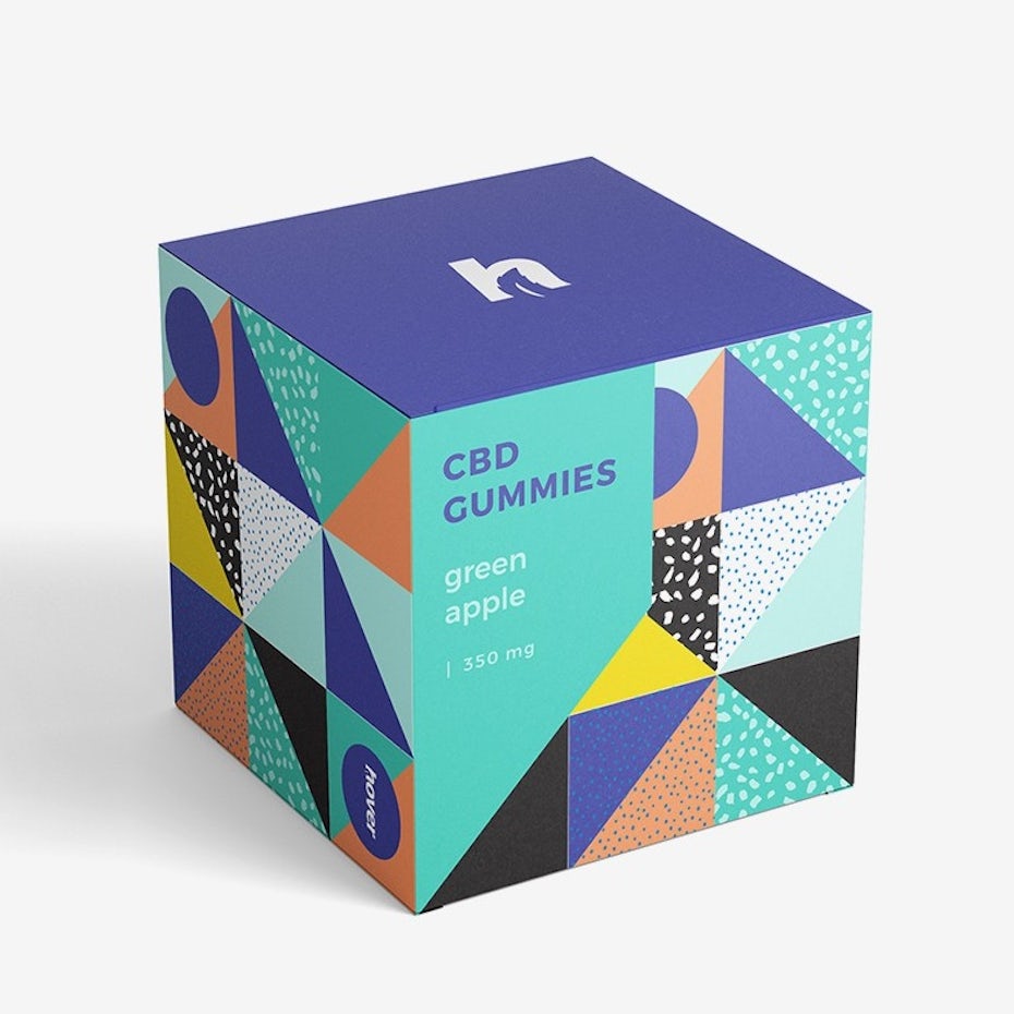 geometry packaging design trend: box for gummies designed with different geometric patterns