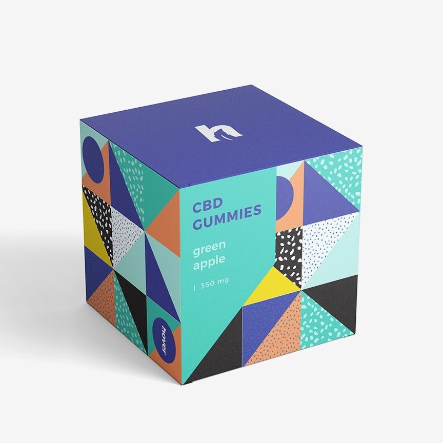 box for gummies designed with different geometric patterns
