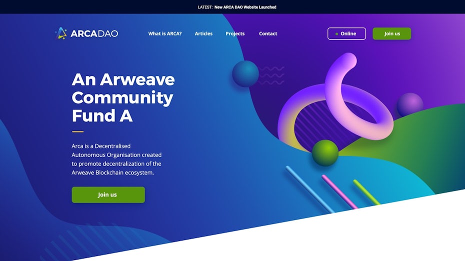 Web page design with abstract 3D shapes