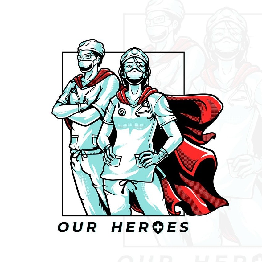 Superhero character illustration for nurses and doctors