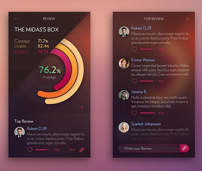 example of app design trend with angled design element
