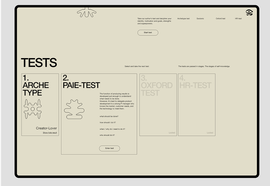 Minimalist UX design for psychological archetype individual learning app