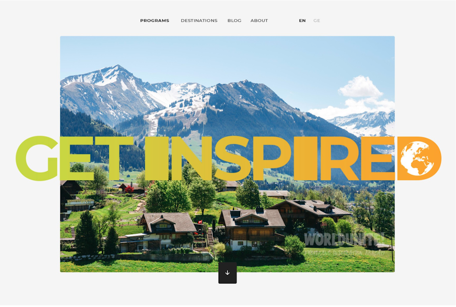 UX web page design for travel education brand