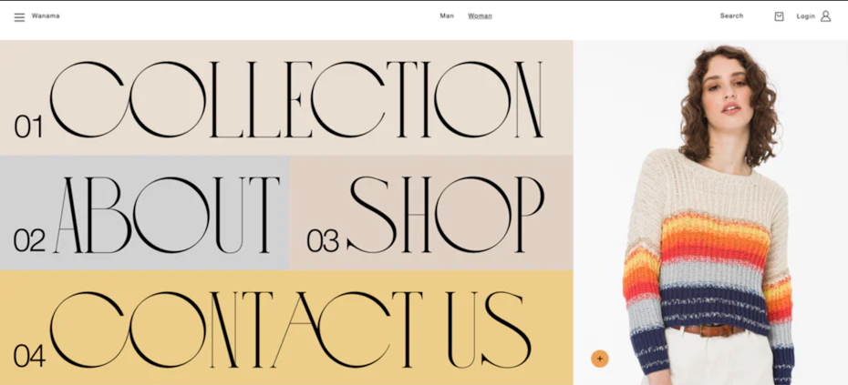 2021 ecommerce design trend example of bold menus