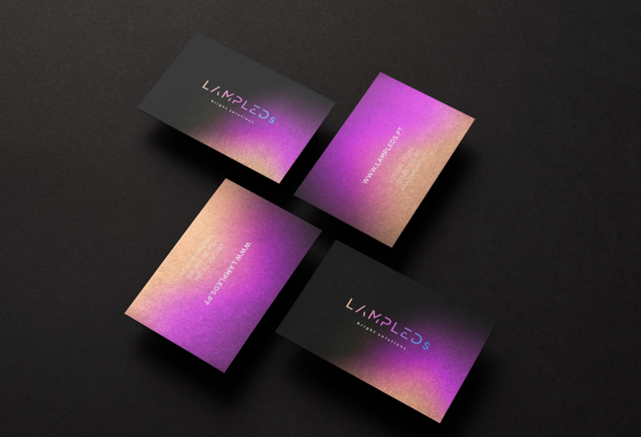 purple and peach gradient business card design
