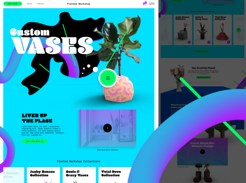 2021 ecommerce design trend example of vaporwave