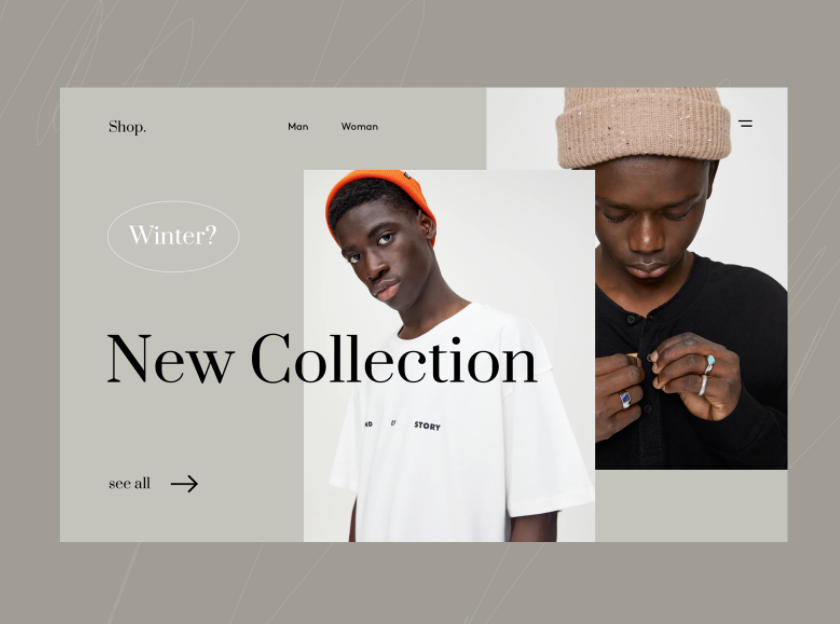 2021 ecommerce design trend example of neutral background colors