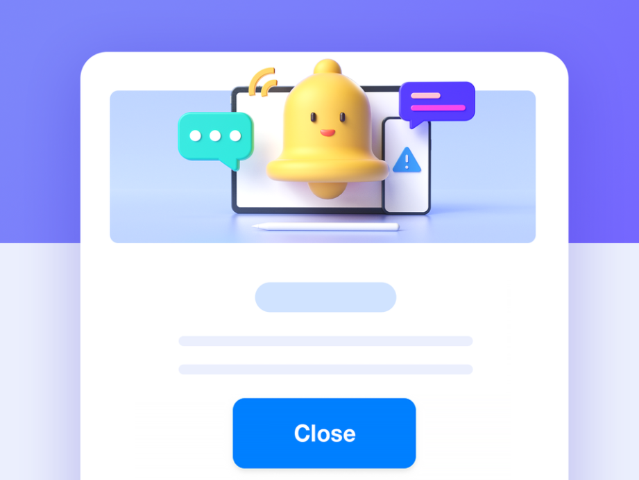 Content moderation UX popup with 3D illustrations