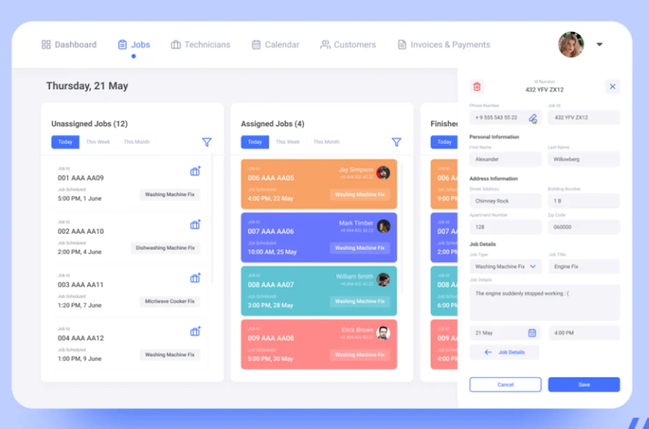 Repair technician workshop collaborative app UX design