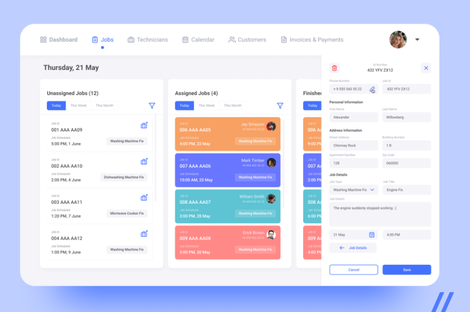 Repair technician workshop collaborative app UX design