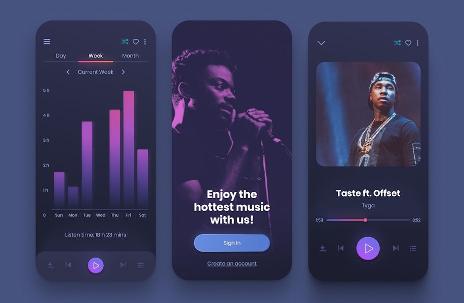 app design trend example of shadow and depth techniques