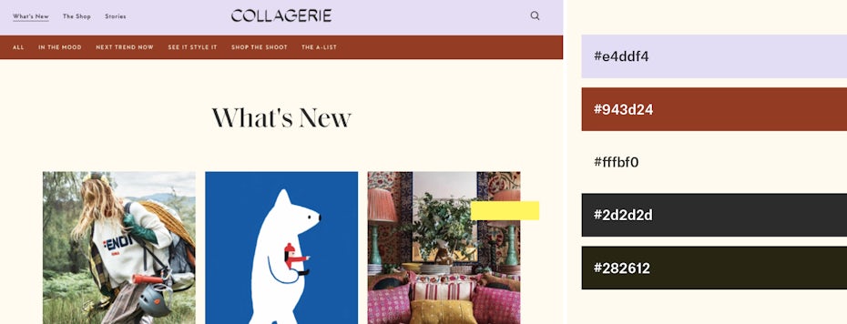 lila und creme farbschema für website