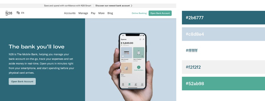 Teal and white website color scheme