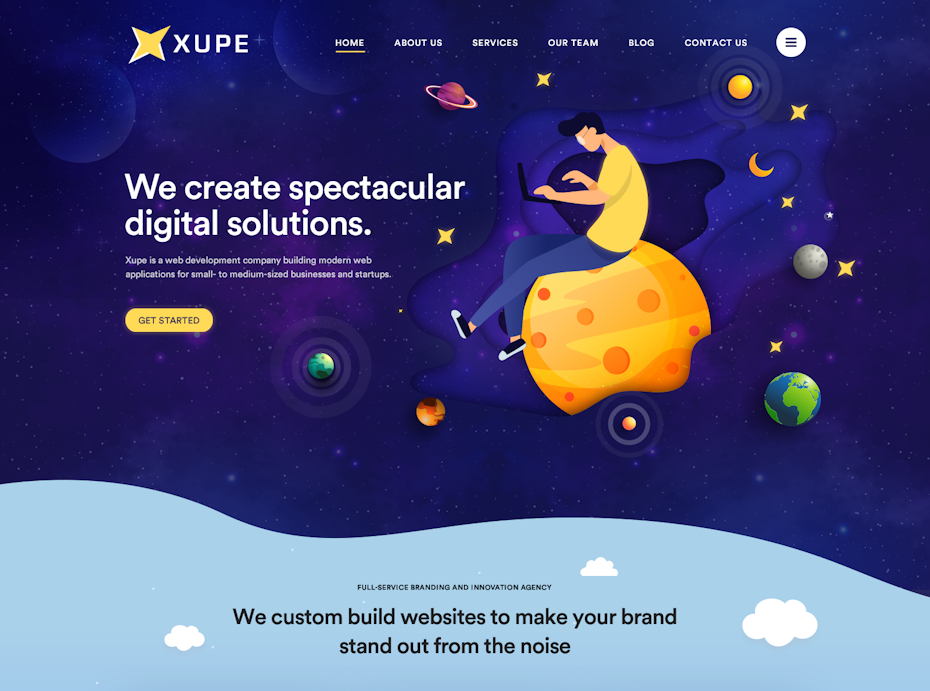 网页设计与月亮插图