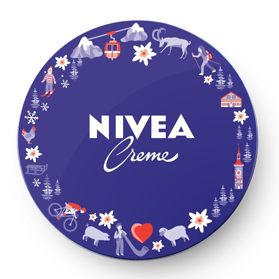 nivea logo design framed with illustrations