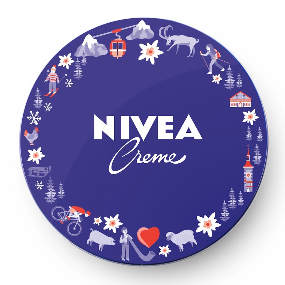 nivea logo design framed with illustrations