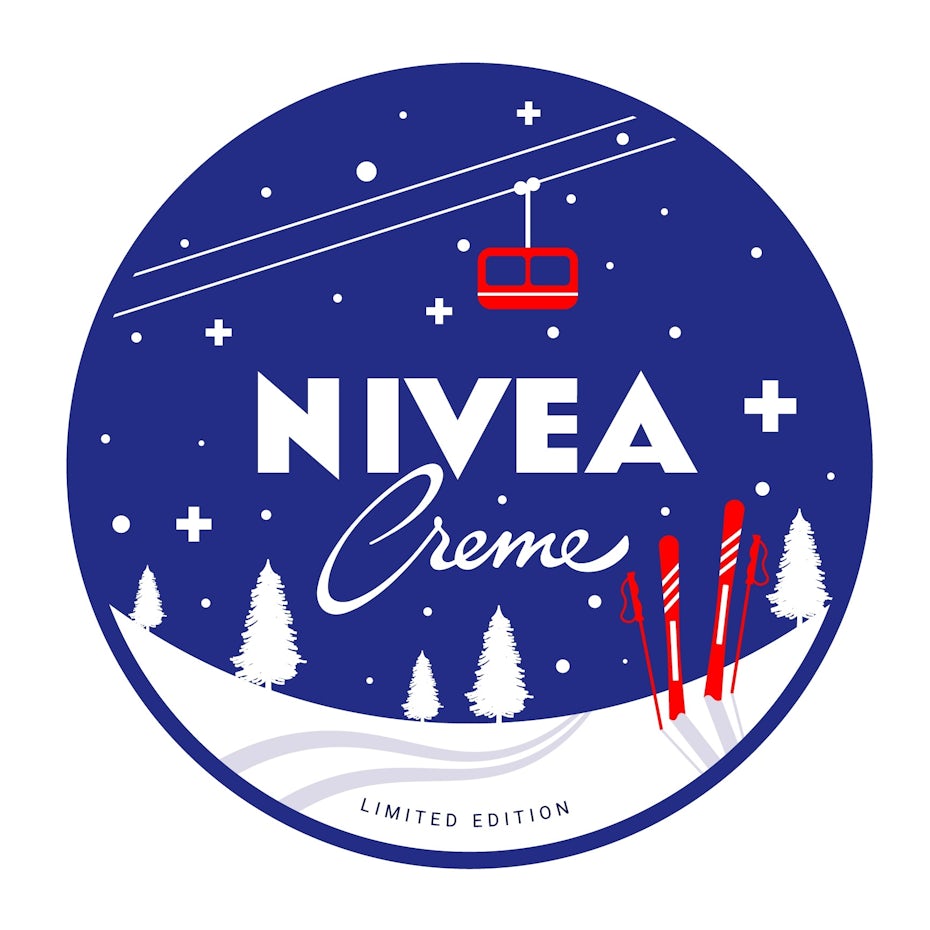 nivea logo design of skiing scene