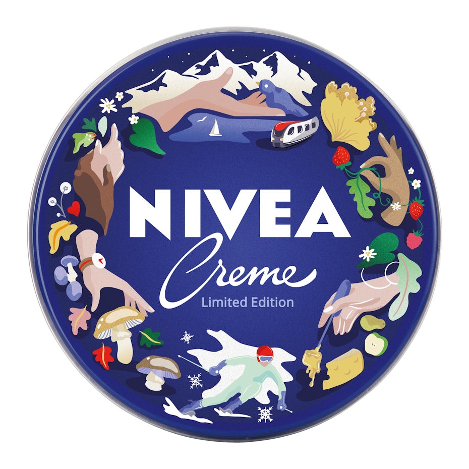 nivea logo design of camping framed with illustrations
