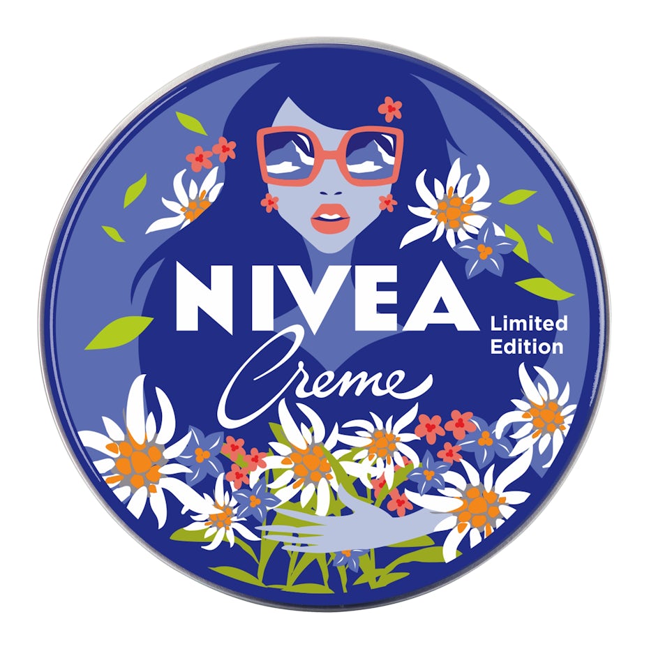 nivea logo design of flowers and a woman