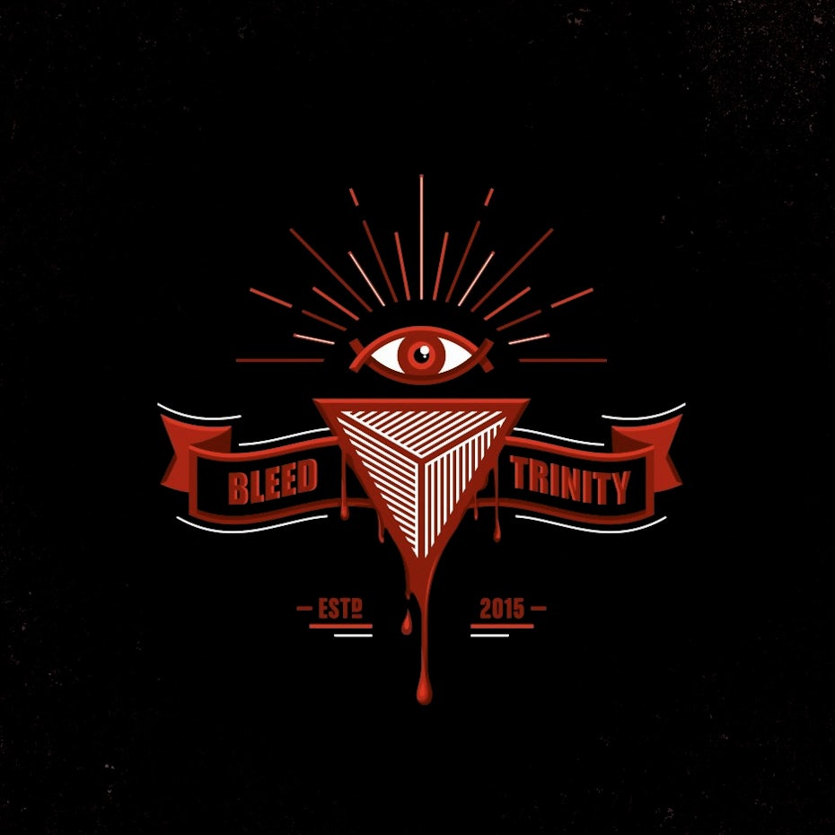Logo design of an all-seeing-eye above an inverted triangle