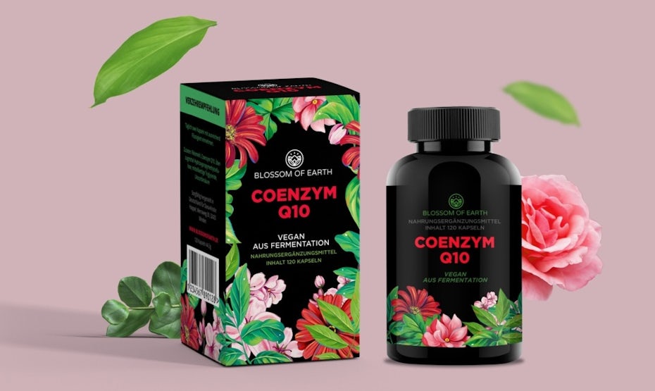 black bottle and box with bold-colored vegetation labels
