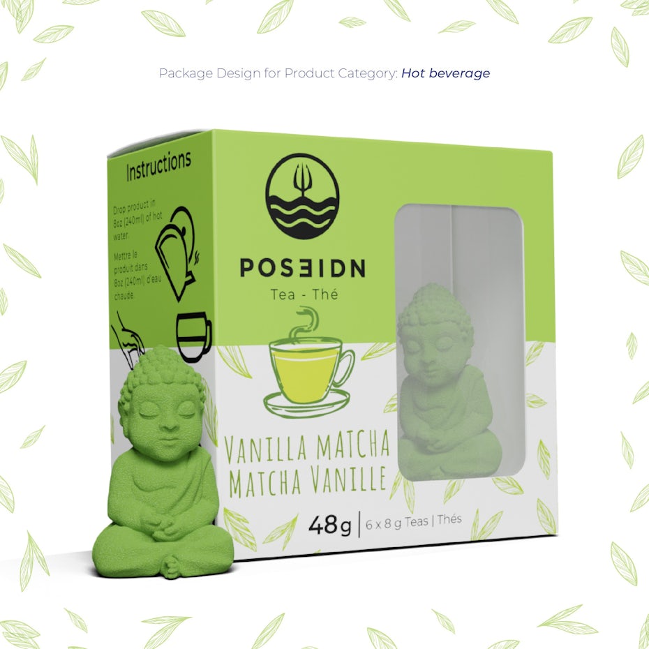 3D buddha figure made of matcha powder in a white box