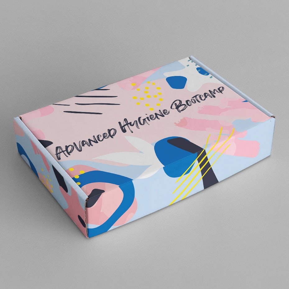 Packaging design with painting style memphis pattern