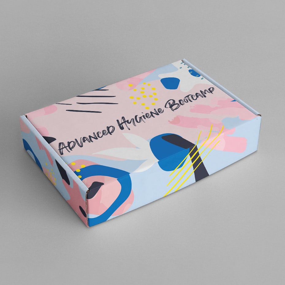 Packaging design with painting style memphis pattern