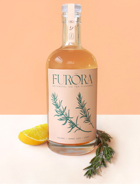 glass bottle with illustrated label