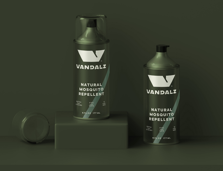 khaki spray bottle packaging design