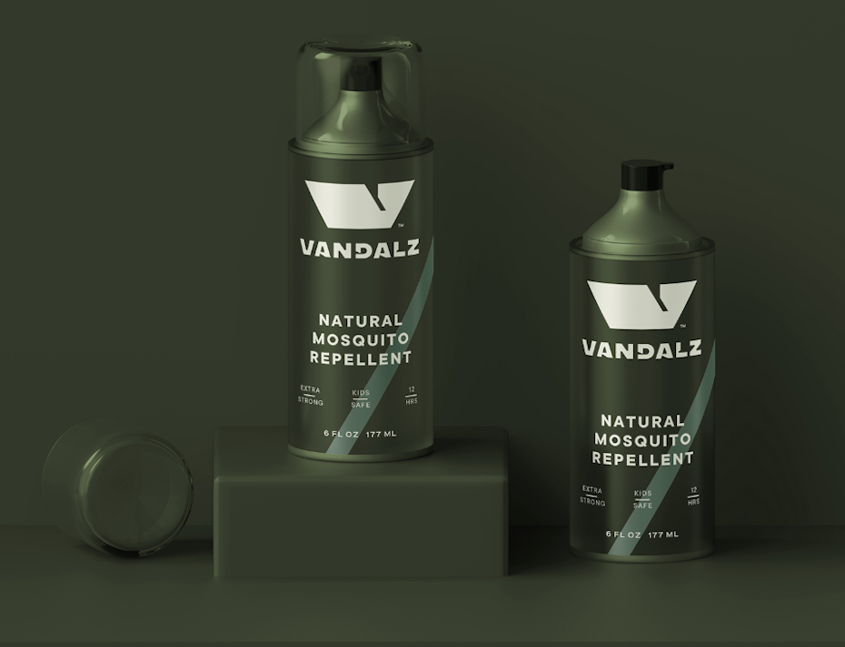 khaki spray bottle packaging design