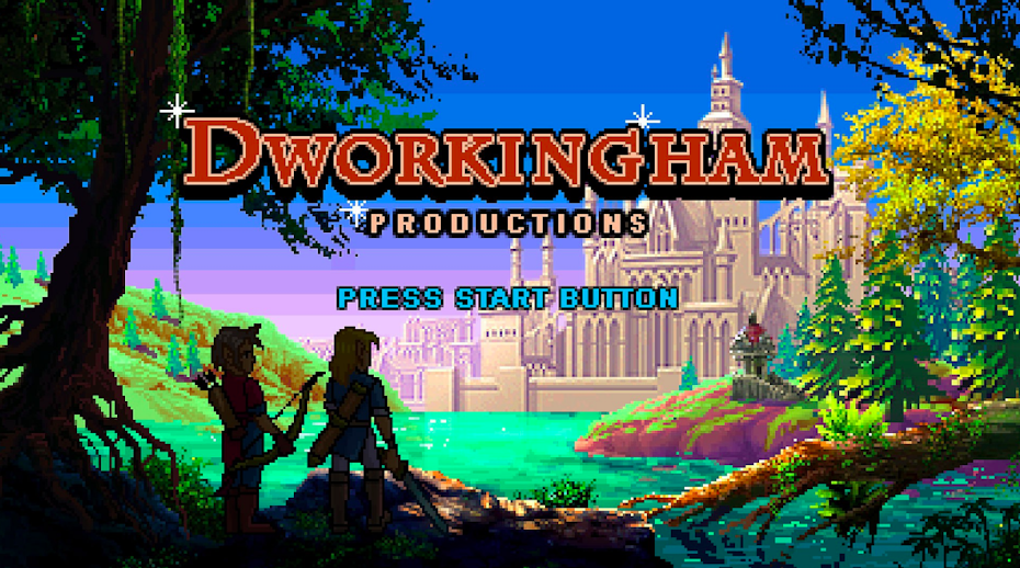brightly colored, pixelated video game