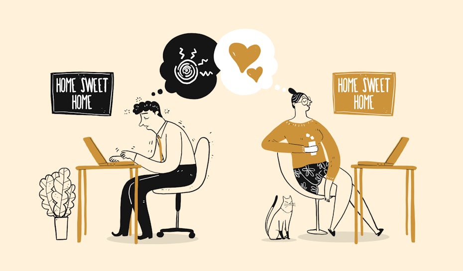 illustration of two individuals working from home