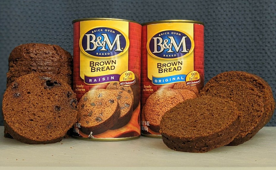 two varieties of canned bread side by side