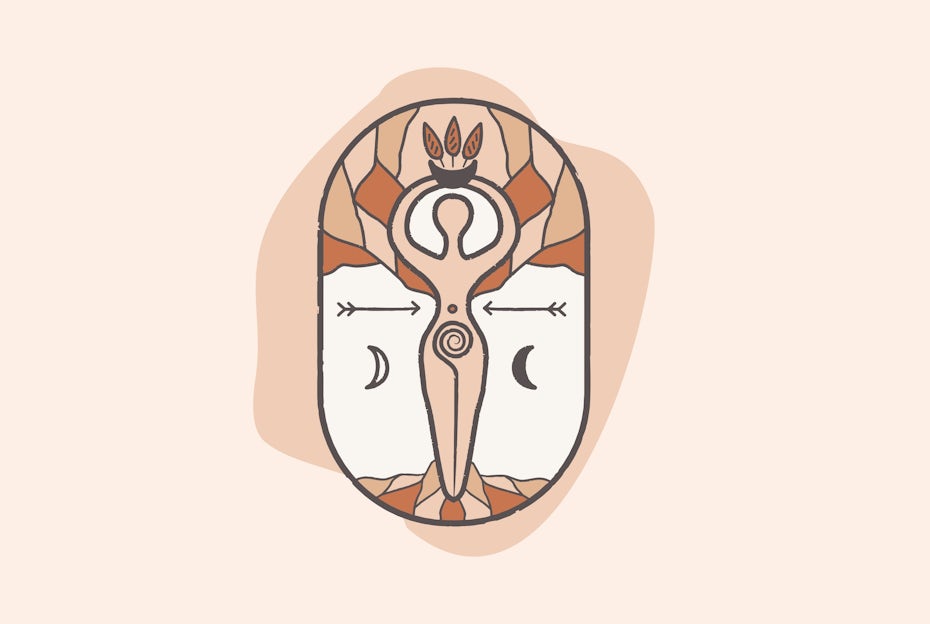 Logo design for wellness brand featuring symbolic goddess